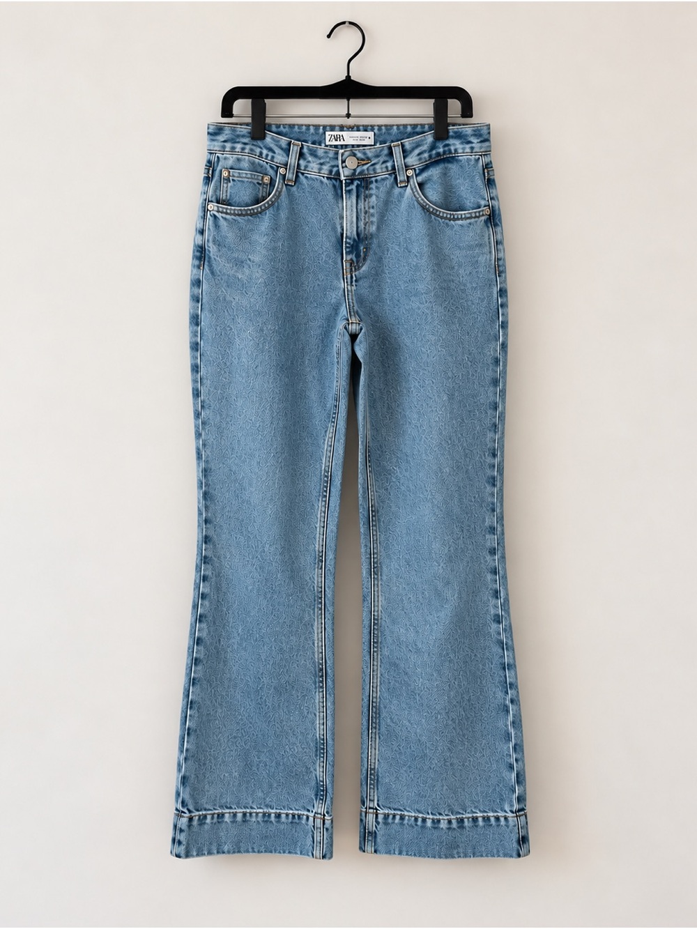 ZARA Women’s Size 6 Light Blue High Rise Straight Leg Jeans Faux Cuffed Hem